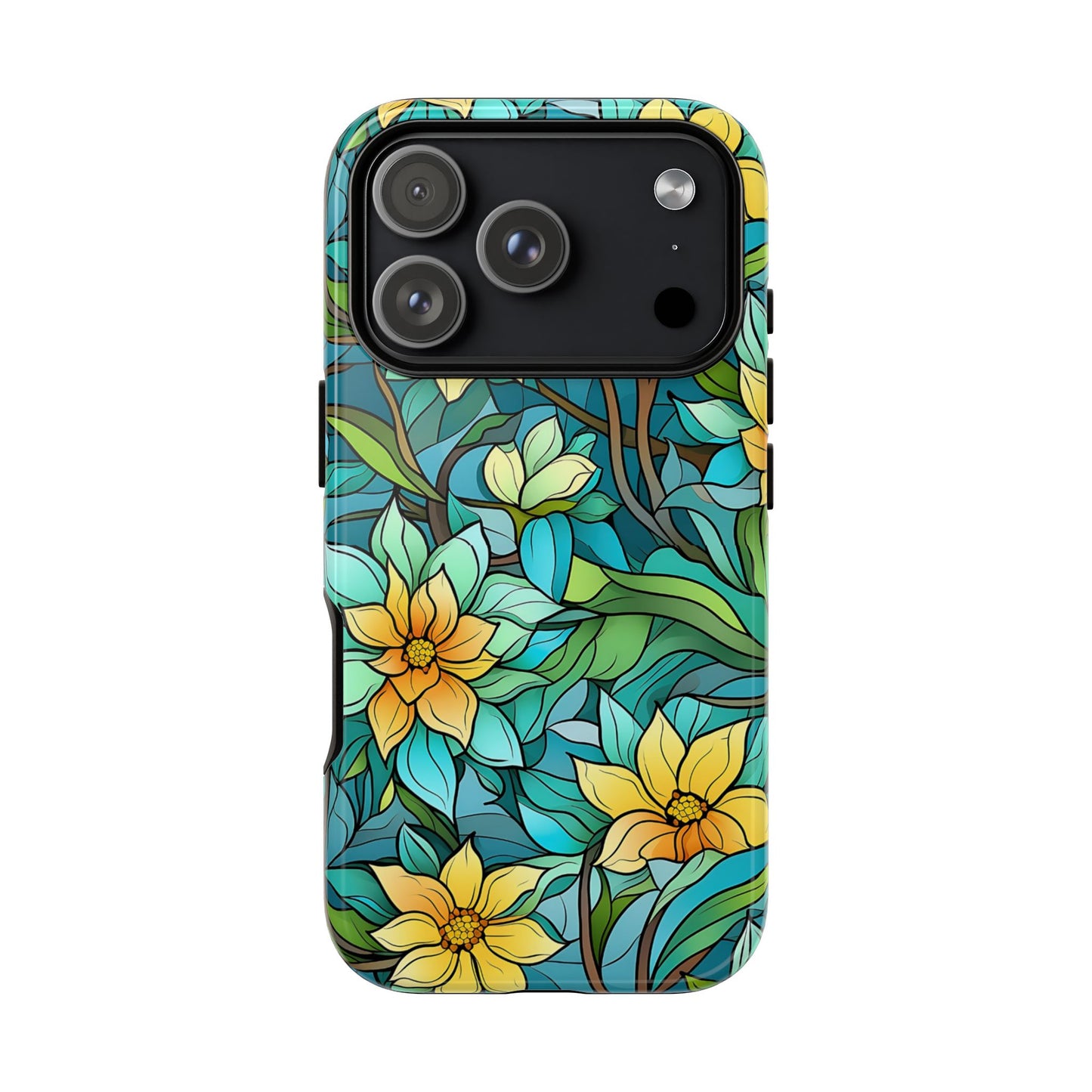 Stained Glass Yellow Flowers Tough Phone Case