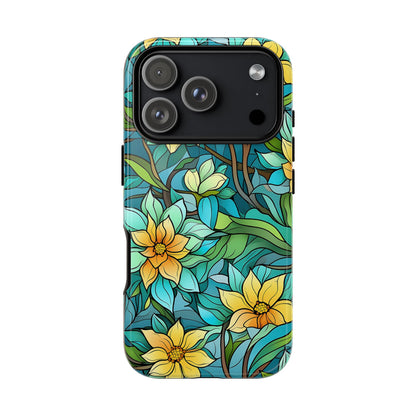 Stained Glass Yellow Flowers Tough Phone Case
