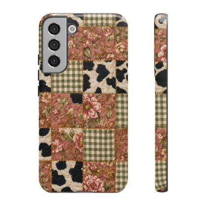 Cowhide Floral Quilt Tough Case