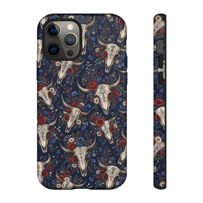 Patriotic Floral Skulls Tough Case