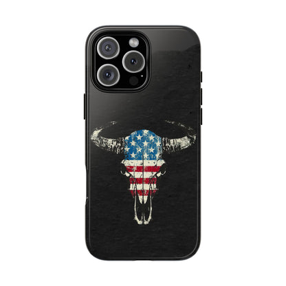 Patriotic Bull Skull Tough Phone Case