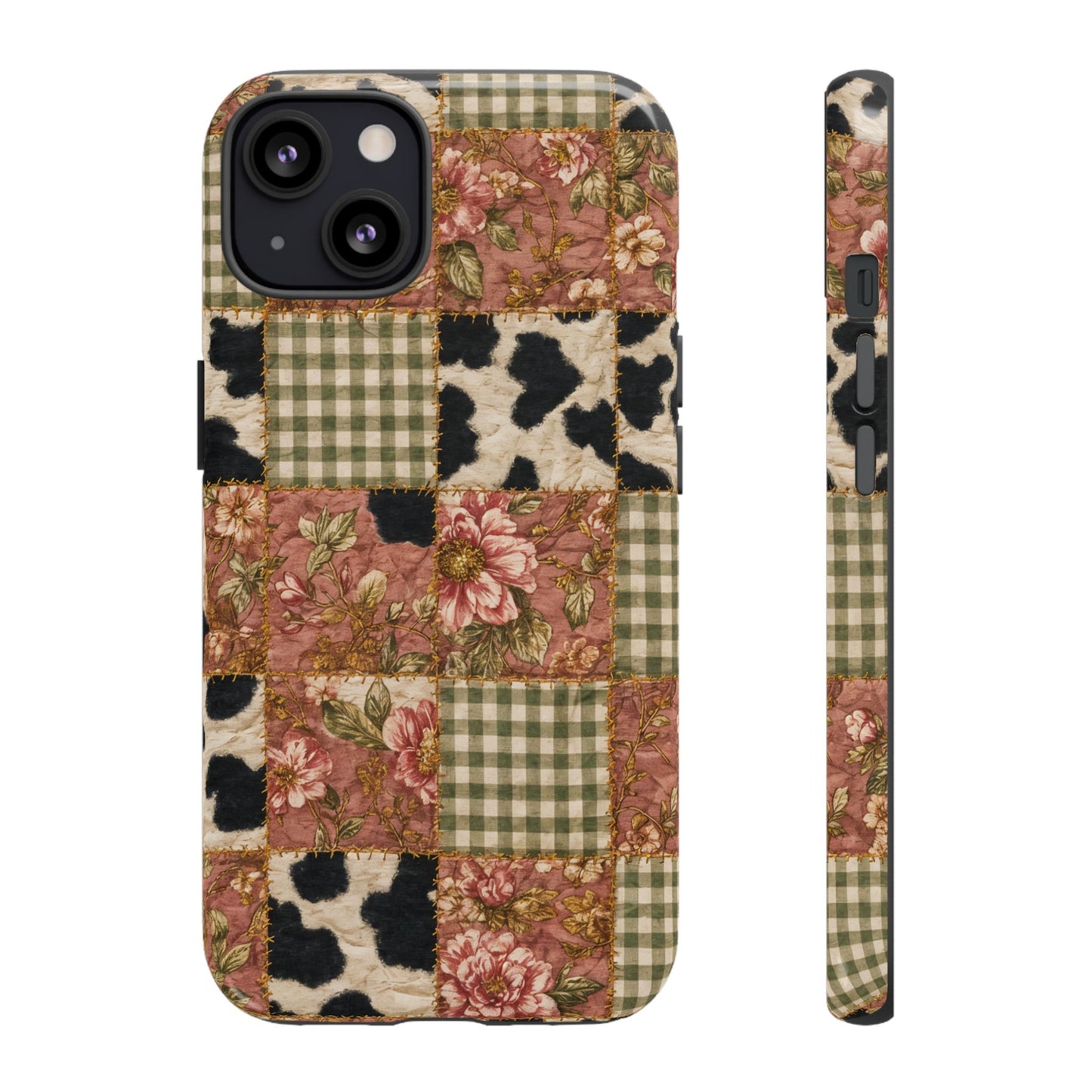 Cowhide Floral Quilt Tough Case