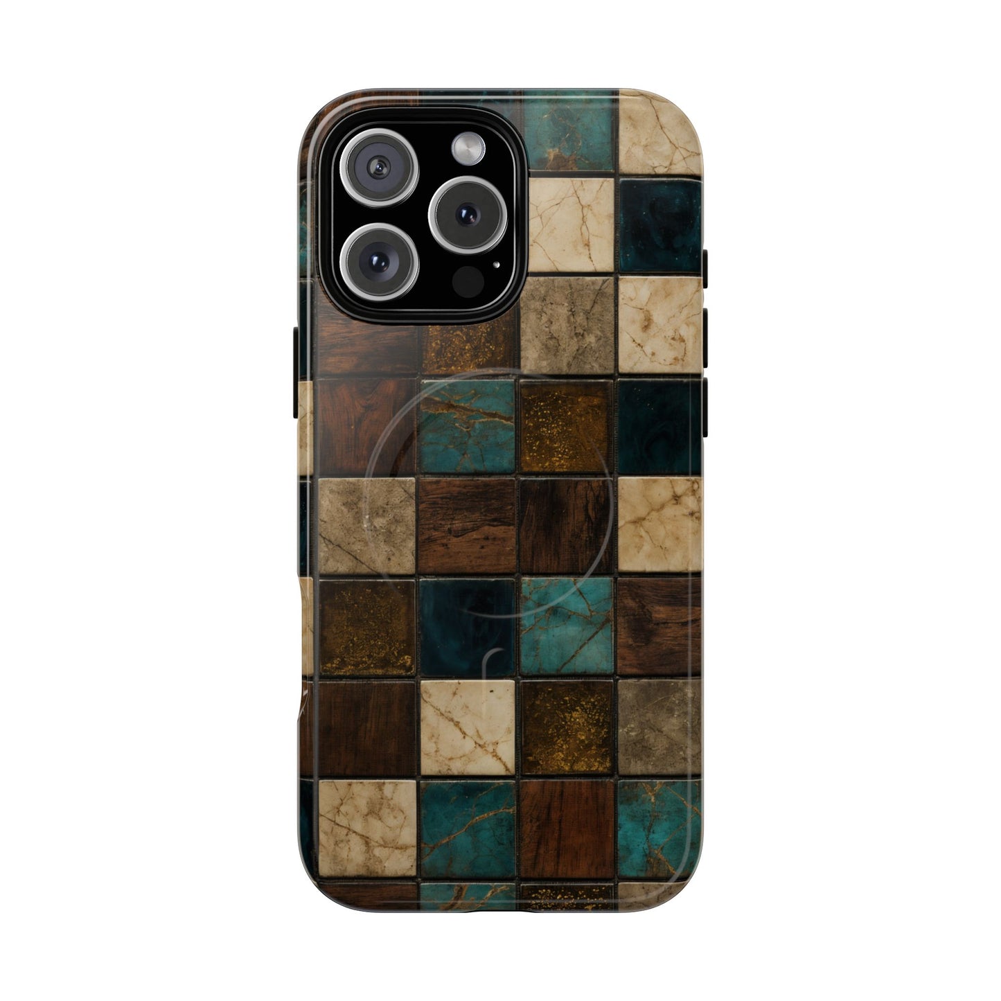 Teal Walnut Tile Magnetic Case