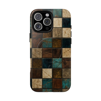 Teal Walnut Tile Magnetic Case