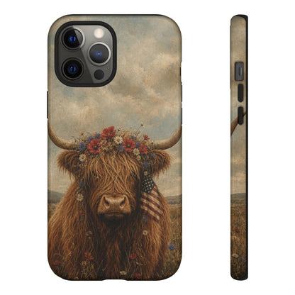 Patriotic Highland Cow Tough Case