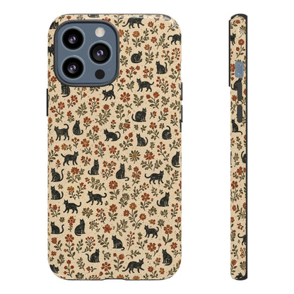 Black Cat Floral Tough Case