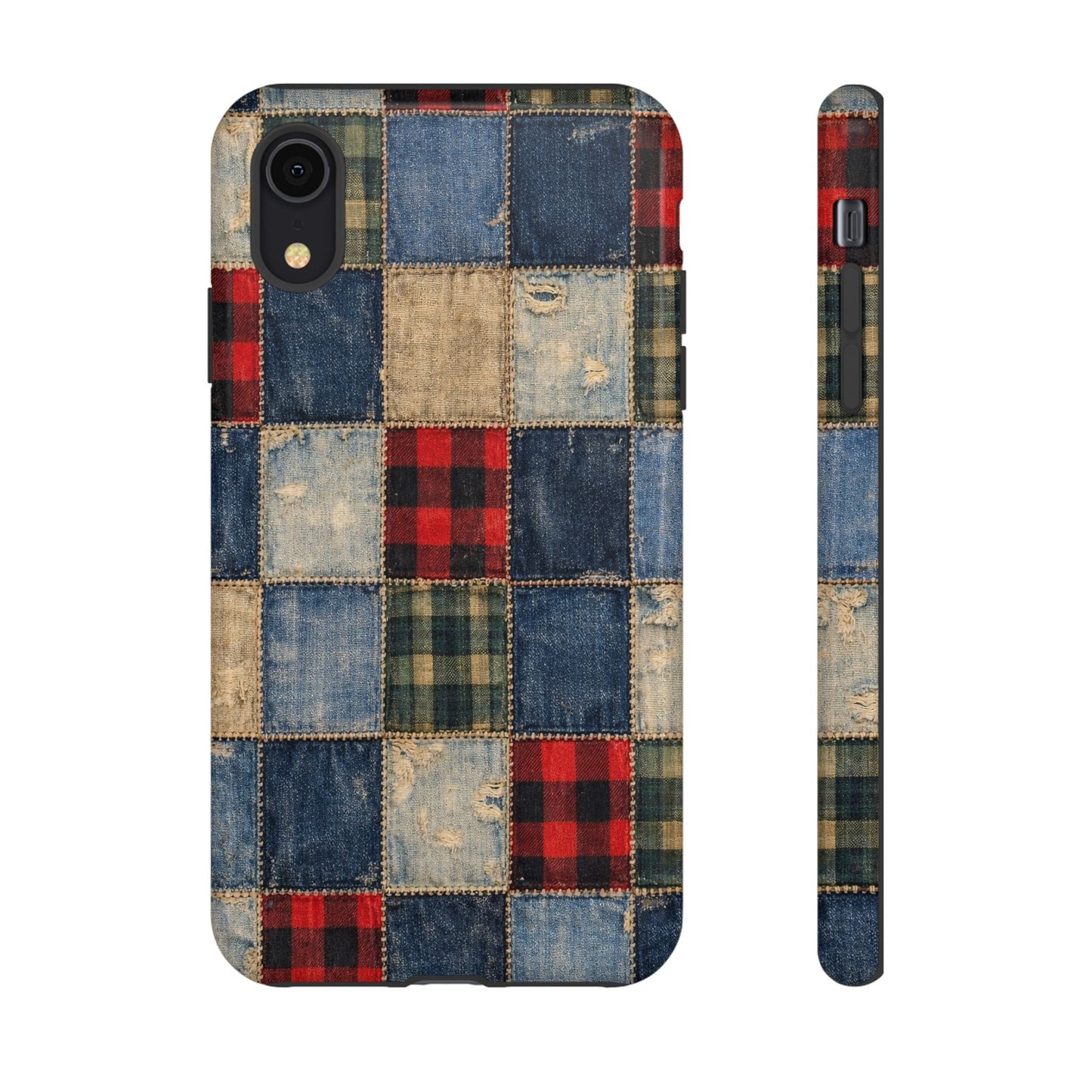 Denim Plaid Patchwork Tough Case