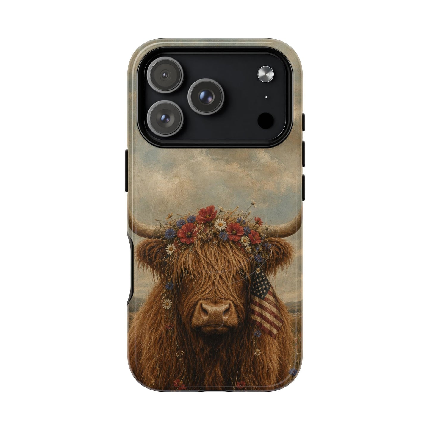 Patriotic Highland Cow Magnetic Case