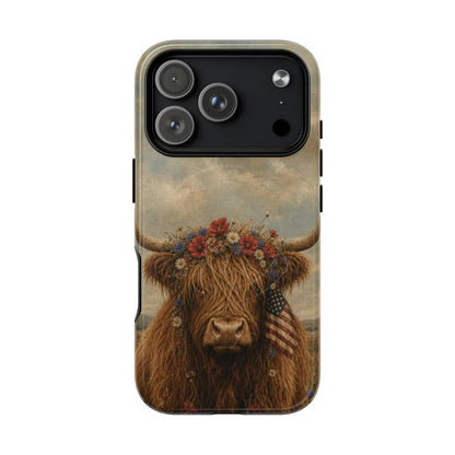Patriotic Highland Cow Magnetic Case