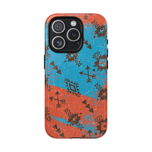 Orange Blue Aztec Grunge Magnetic Case