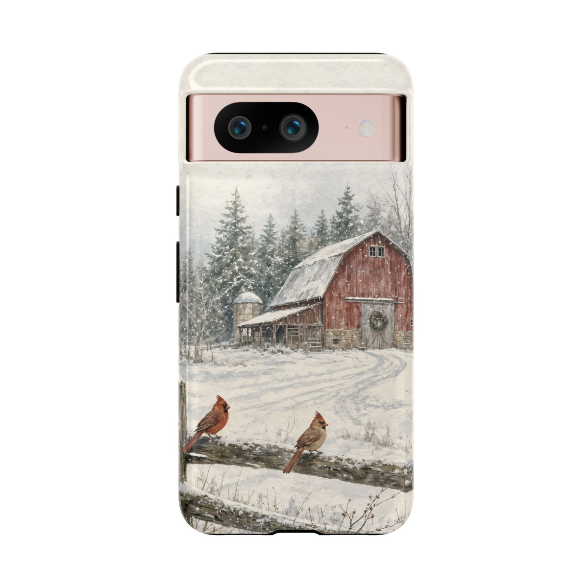 Snowy Red Barn Tough Case