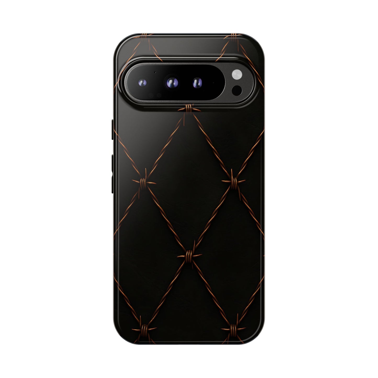 Black Barbed Wire Grid Tough Phone Case