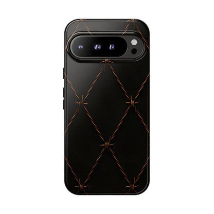 Black Barbed Wire Grid Tough Phone Case