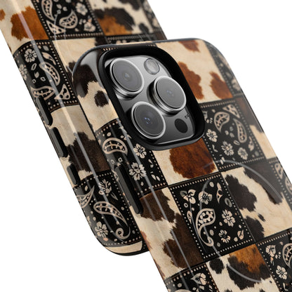 Cowhide Bandana Checkered Magnetic Case