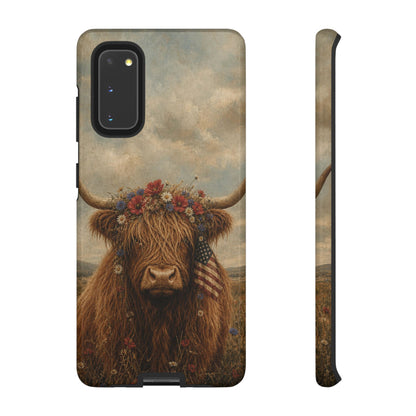 Patriotic Highland Cow Tough Case