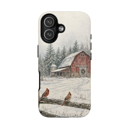 Snowy Red Barn Tough Case