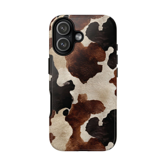 Brown Black Cowhide Tough Phone Case