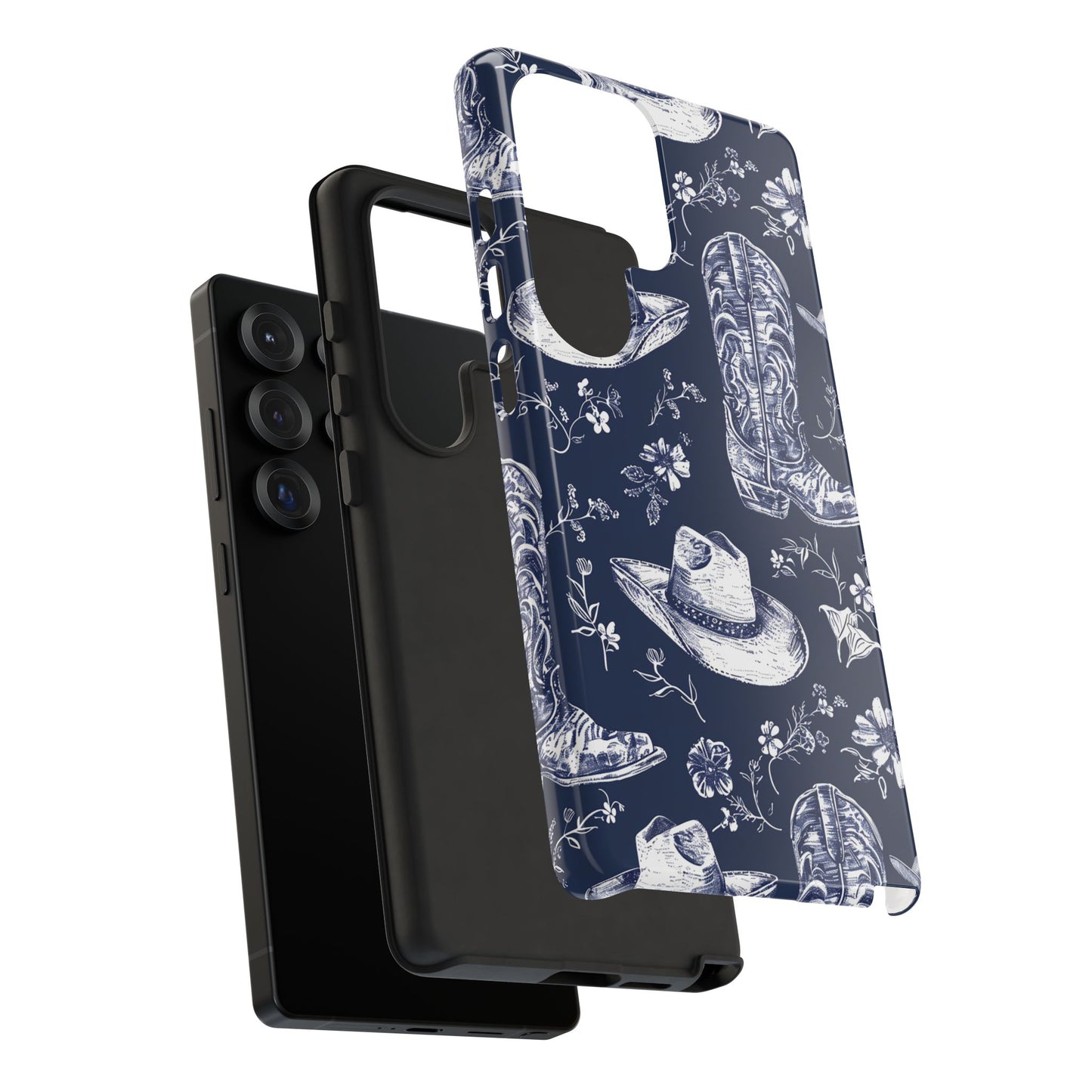 Navy Floral Boots Tough Phone Case