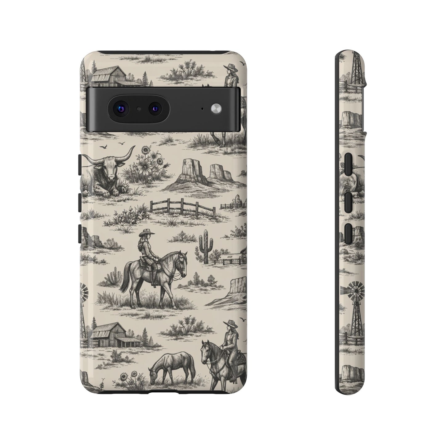 Western Toile Black Tough Case