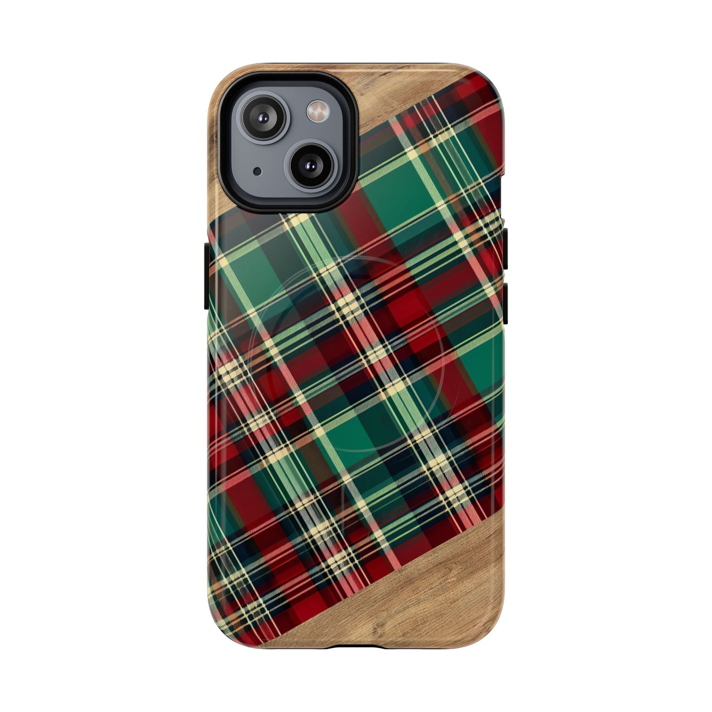 Country Christmas Plaid and Wood Magnetic Case