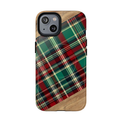 Country Christmas Plaid and Wood Magnetic Case