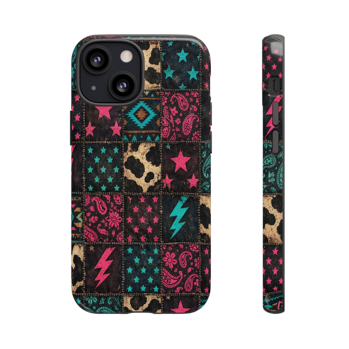 Neon Cowhide Patchwork Tough Case