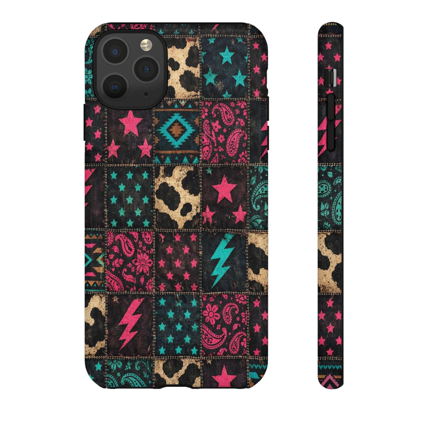 Neon Cowhide Patchwork Tough Case