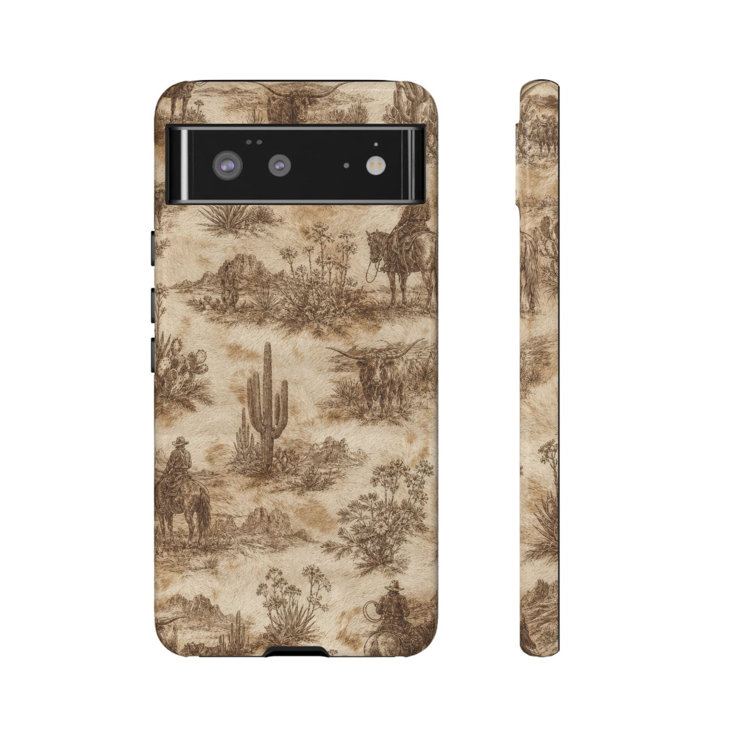 Ivory Cowhide Toile Tough Case