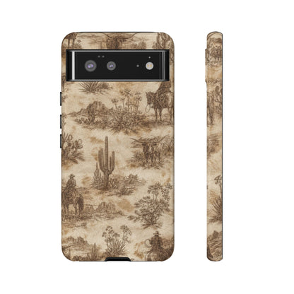 Ivory Cowhide Toile Tough Case