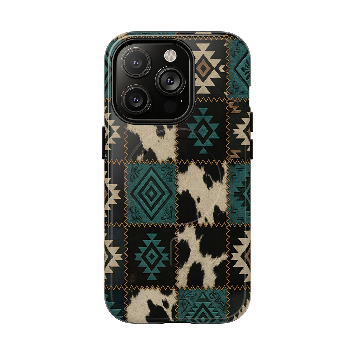 Turquiose Aztec Patchwork Magnetic Case