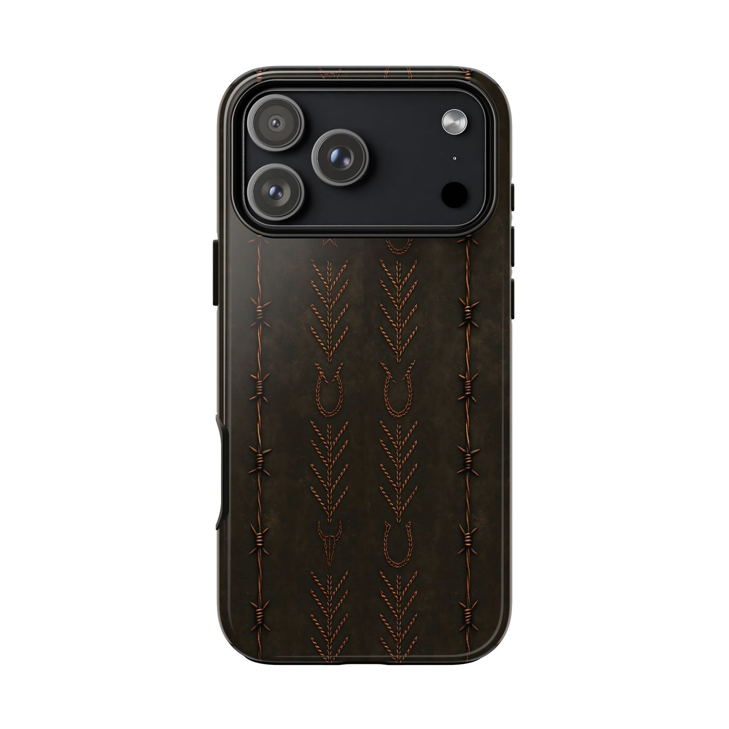 Black + Copper Barbed Wire Stitch Tough Phone Case
