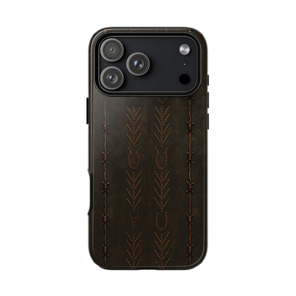 Black + Copper Barbed Wire Stitch Tough Phone Case