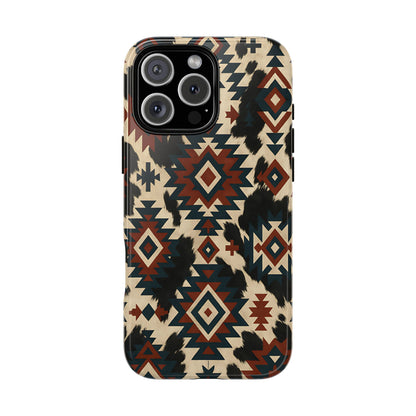 Rust Aztec + Cowhide Tough Case