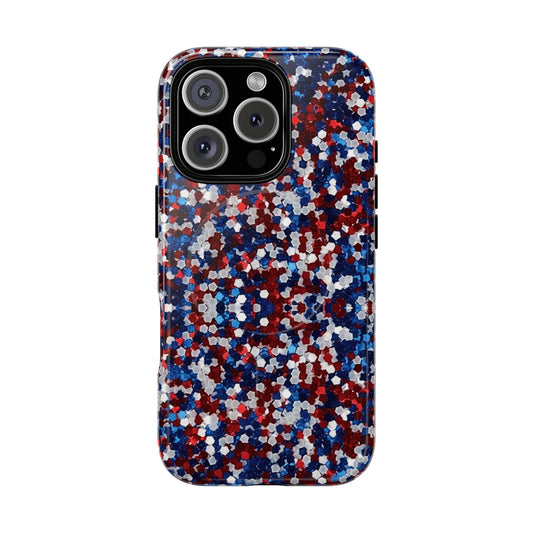 Red White Blue Glitter Magnetic Case
