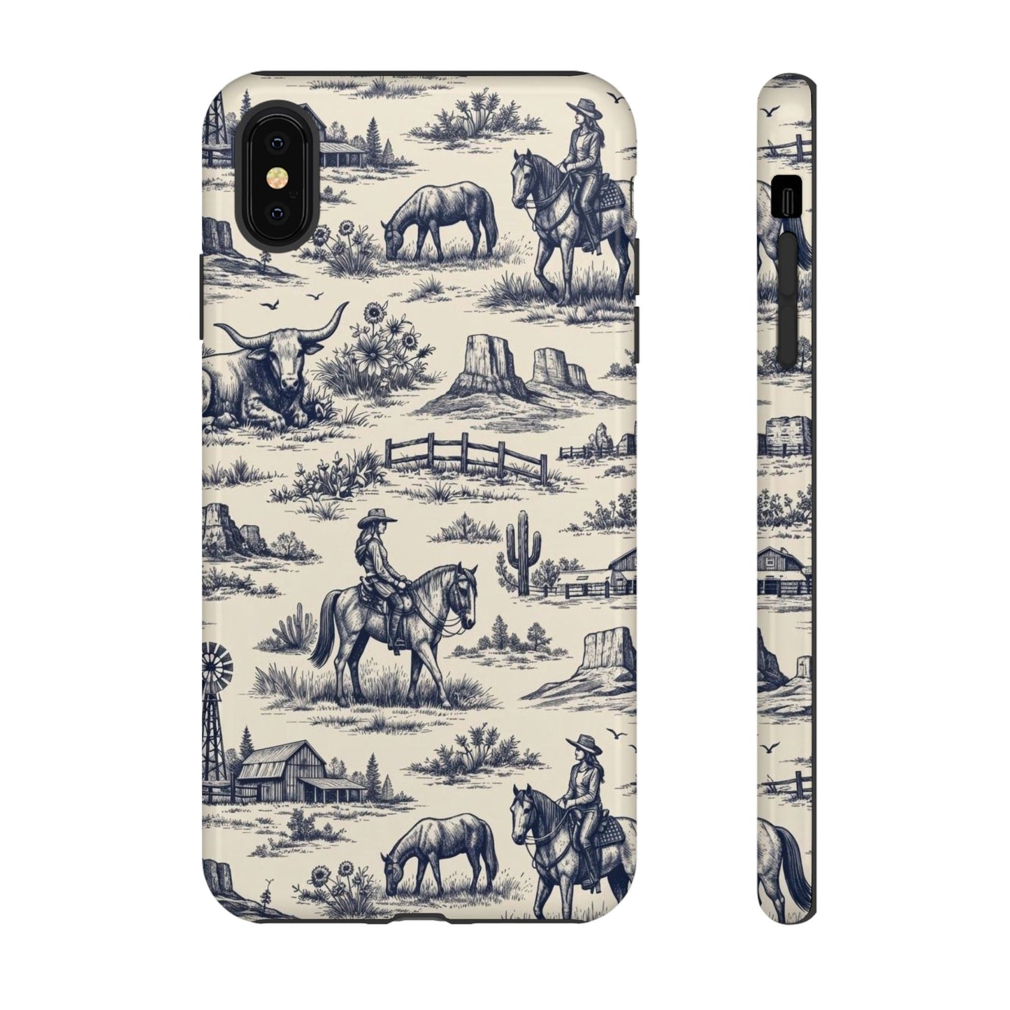 Western Toile Navy Tough Case