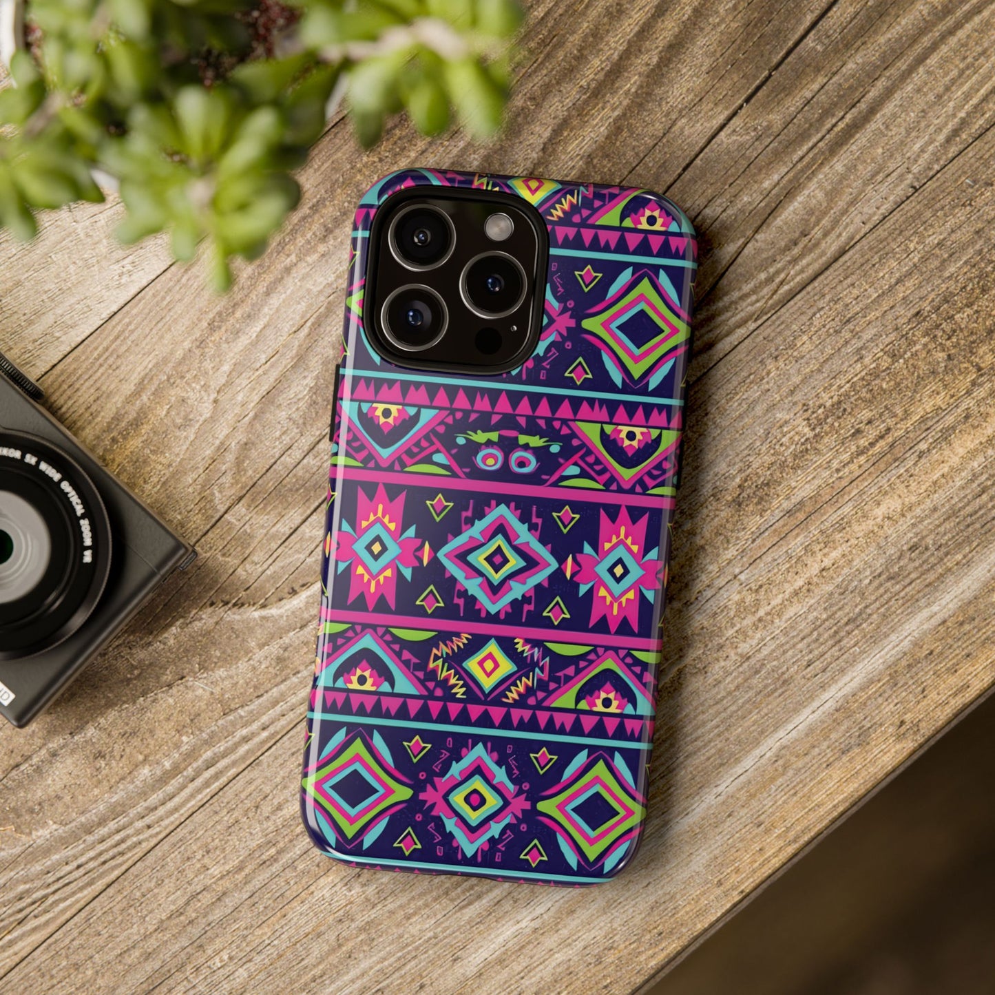 Neon Aztec Tough Phone Case