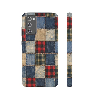 Denim Plaid Patchwork Tough Case