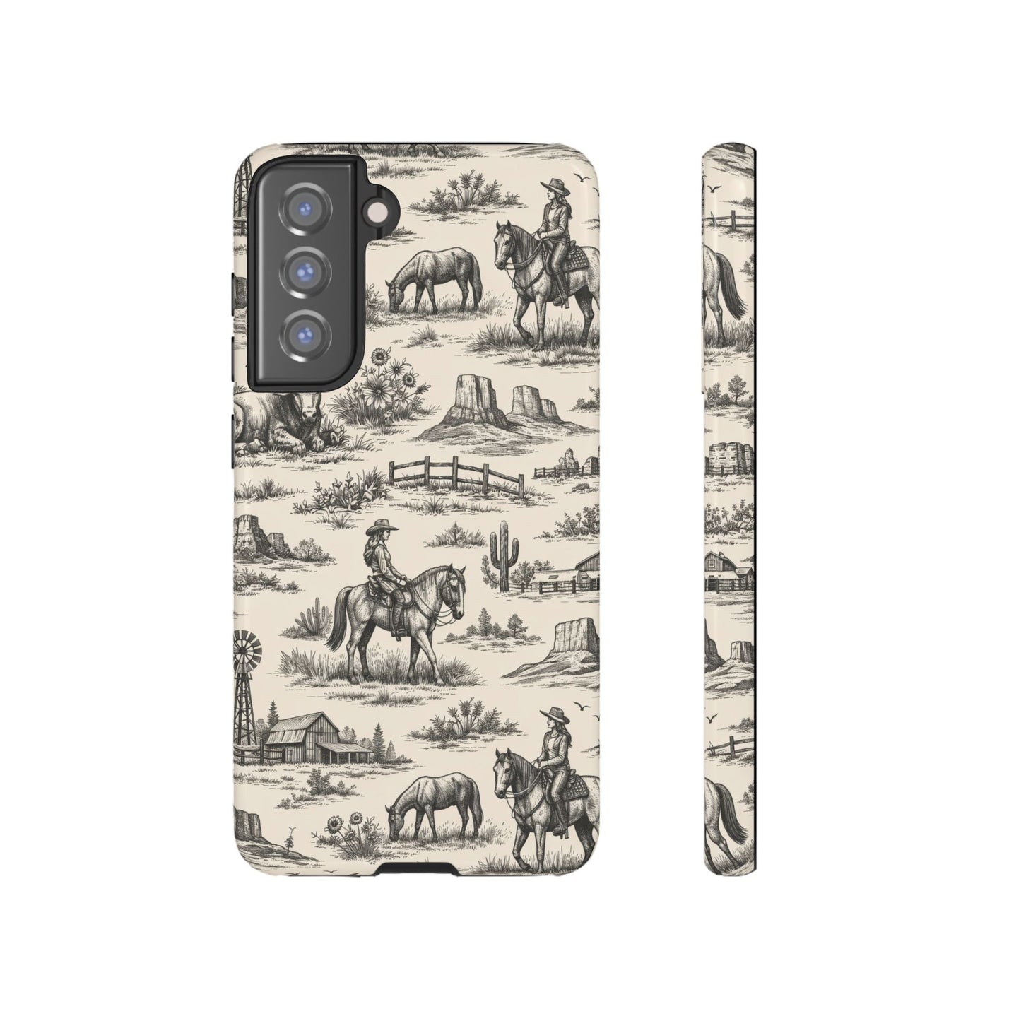 Western Toile Black Tough Case