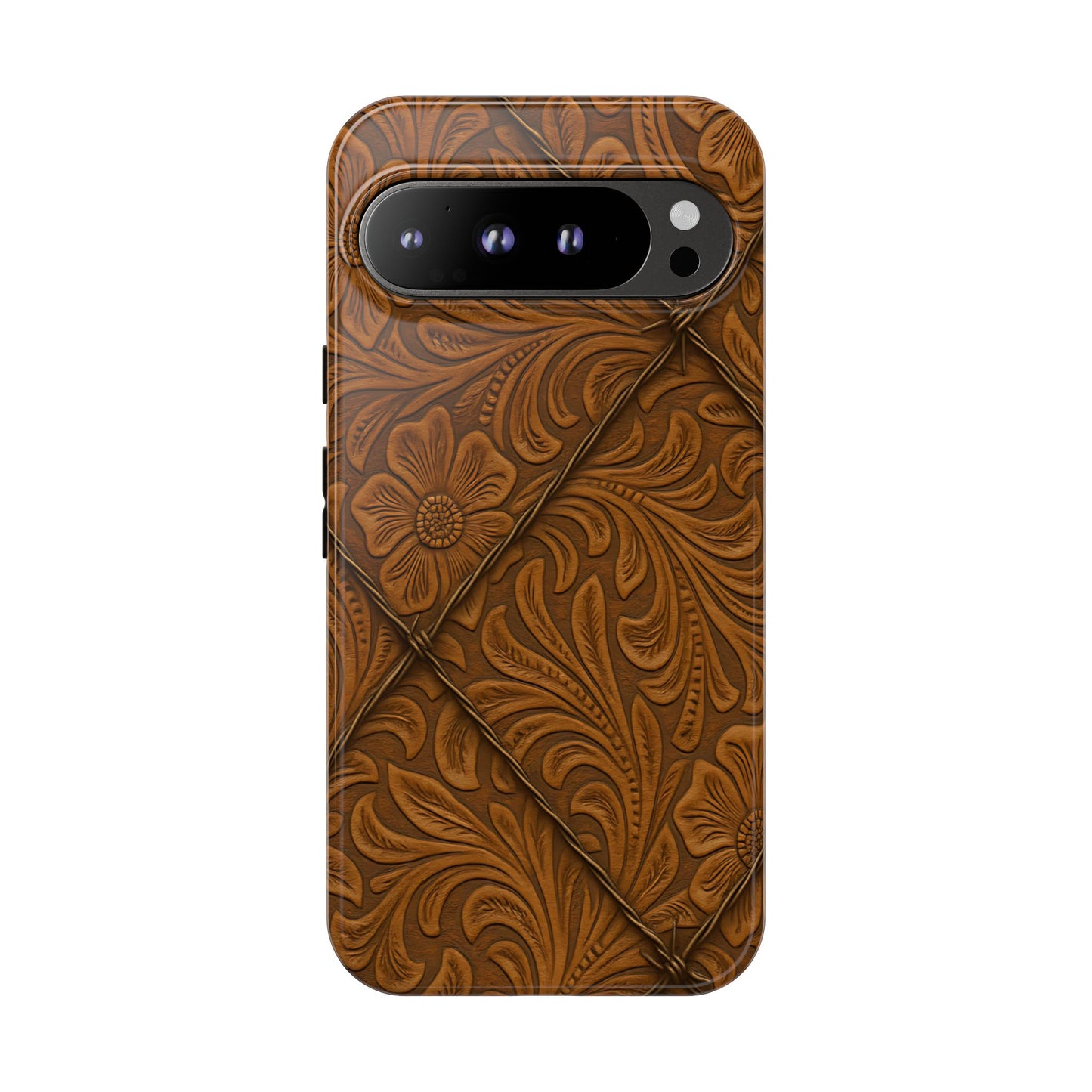 Faux Tooled Tan Barbed Wire Tough Phone Case