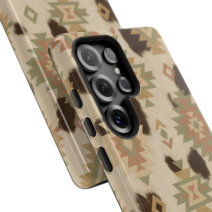 Neutral Aztec + Cowhide Tough Phone Case