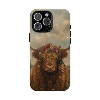 Patriotic Highland Cow Tough Case