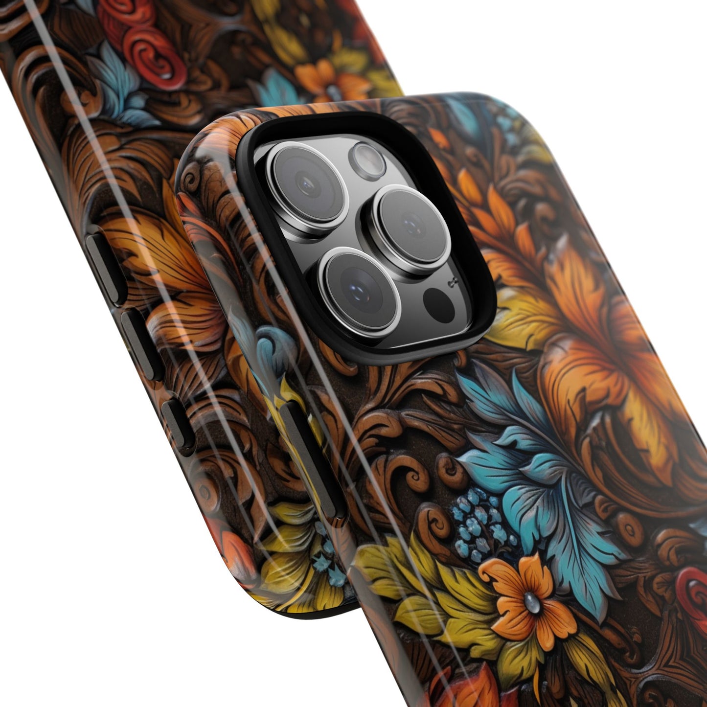 Floral Wood-Print Tough Phone Case