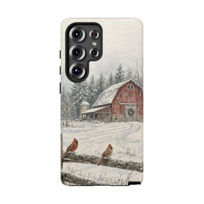 Snowy Red Barn Tough Case