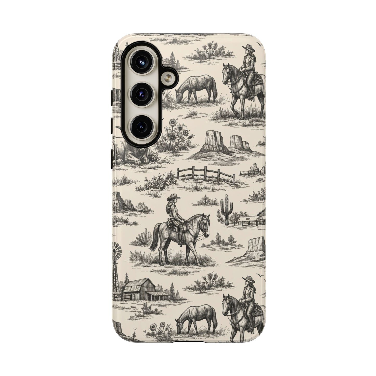 Western Toile Black Tough Case