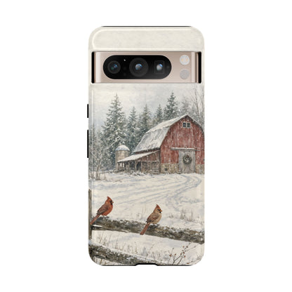 Snowy Red Barn Tough Case