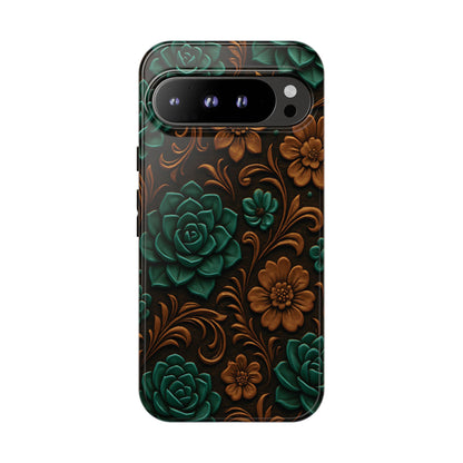 Faux Tooled Succulents Tough Phone Case