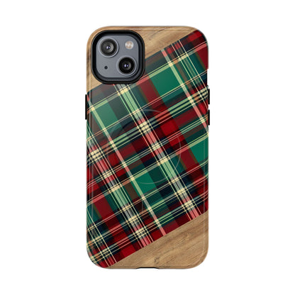 Country Christmas Plaid and Wood Magnetic Case