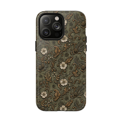 Sage Tooled Roses Magnetic Case