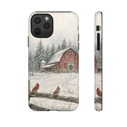 Snowy Red Barn Tough Case