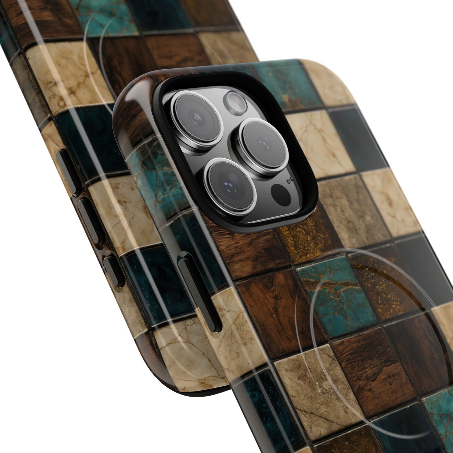 Teal Walnut Tile Magnetic Case